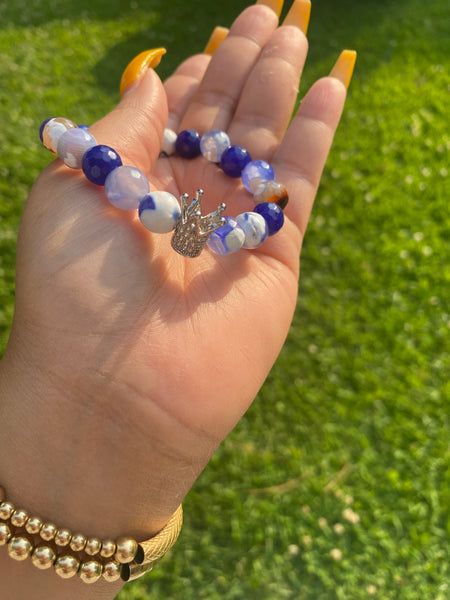 Blue Fire Agate Beaded Bracelet